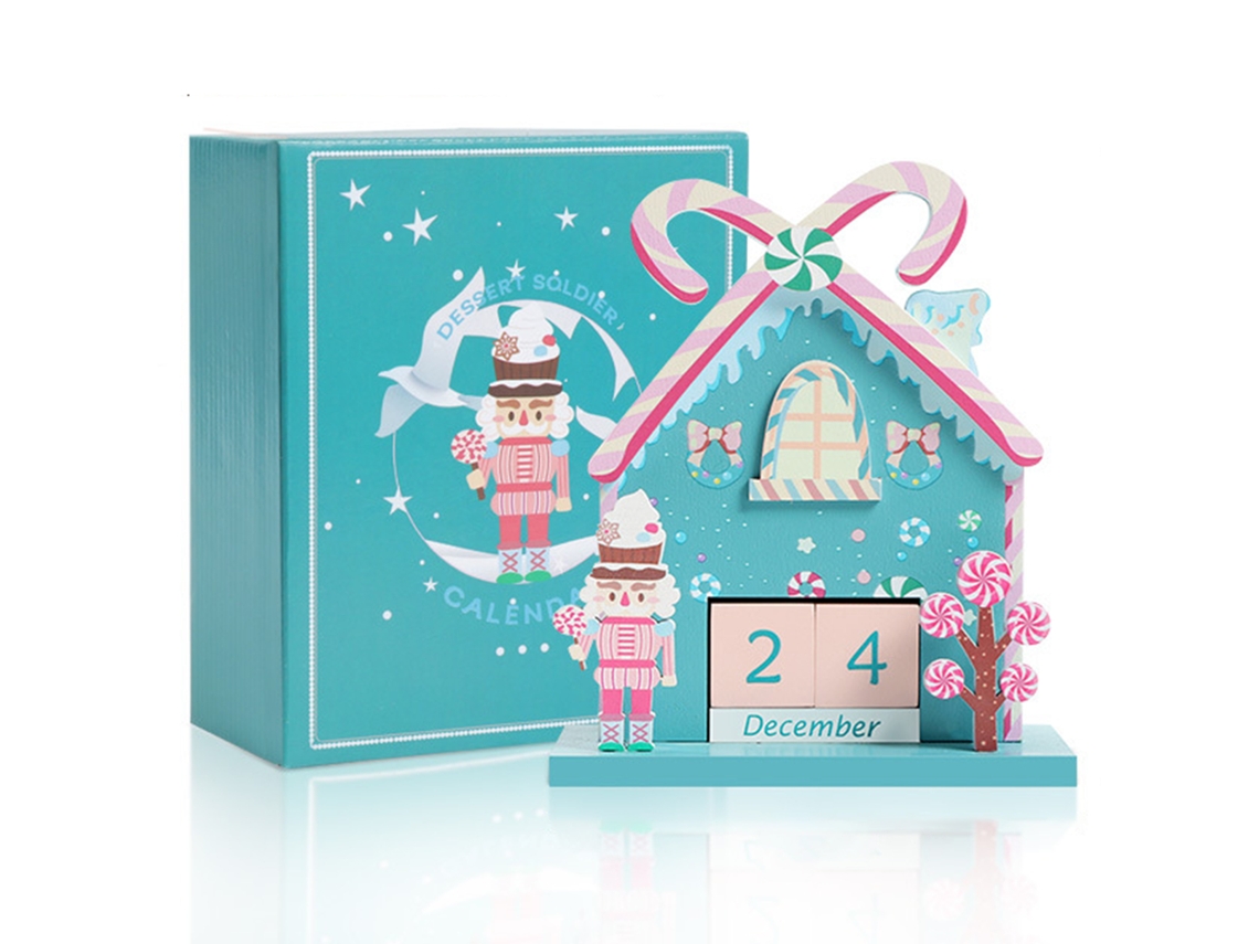 Laxiscreed Calendário De Madeira De Natal Com Macarons Para Contagem Decrescente Do Ano Novo