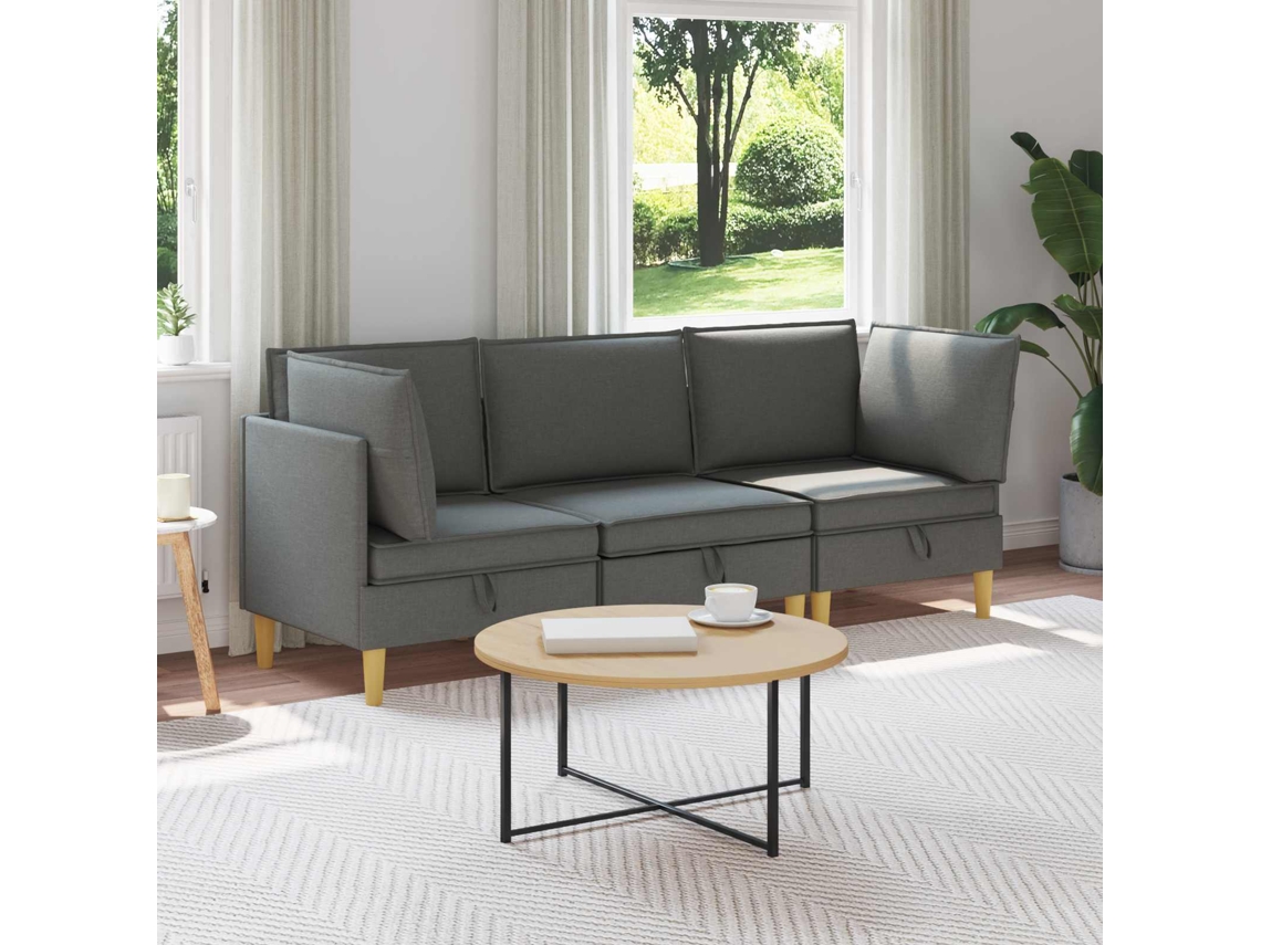 Vidaxl Conjunto De Sofá Modular Com Armazenamento 3 Pcs