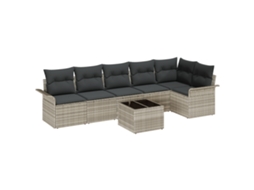 Conjunto 7 Modular De Sofá De Jardim De Vidaxl Com Almofadas  Cinzento-claro Vime