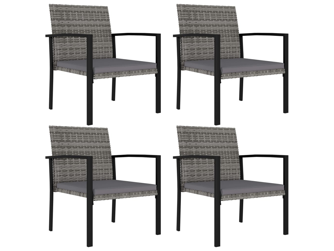Cadeiras De Jantar Para Jardim 4 Pcs Vime Pe Cinzento Dkd Home Decor