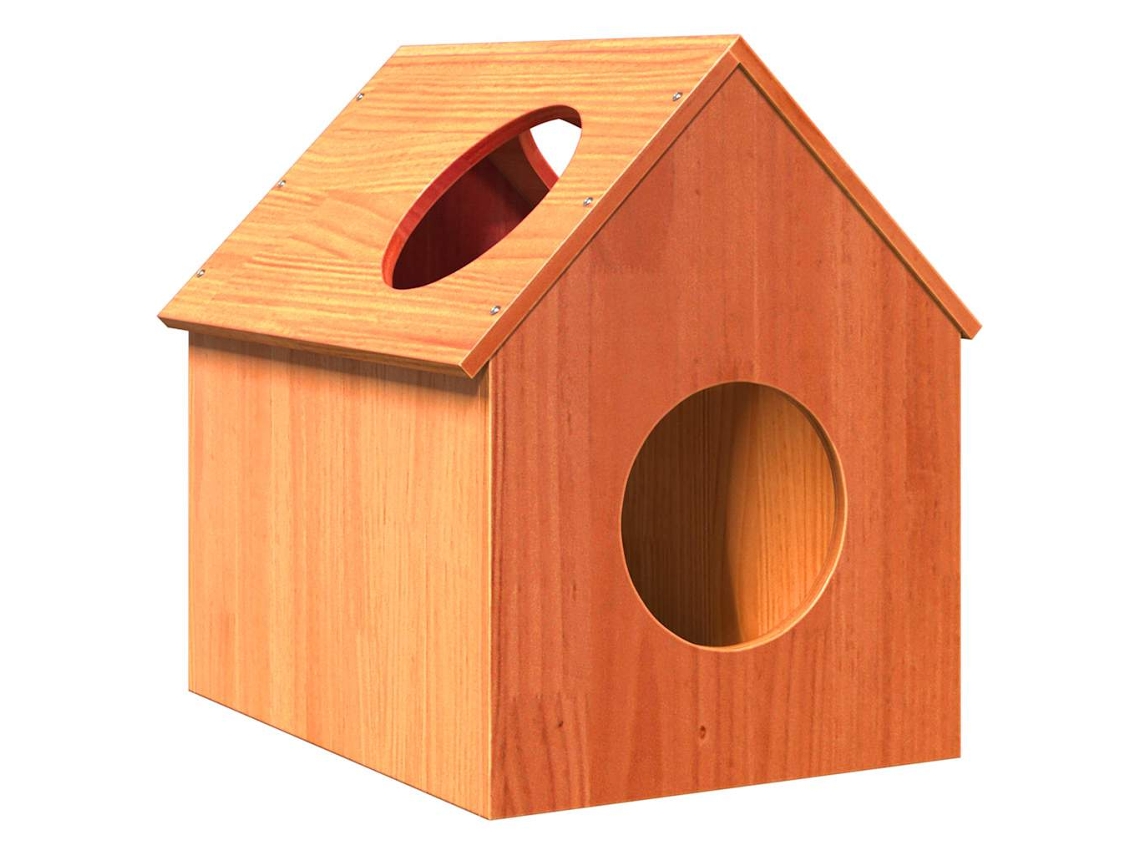 Vidaxl Casa Do Gato 41x50x50 Cm Madeira De Pinho Maciça Castanho Mel