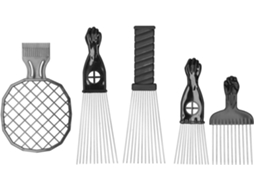 Conjunto De 5 Pentes Afro, Pente Torcido Em Aço Inoxidável, Conjunto De Escovas Para Cabelos Longos, Cacheados E Grossos