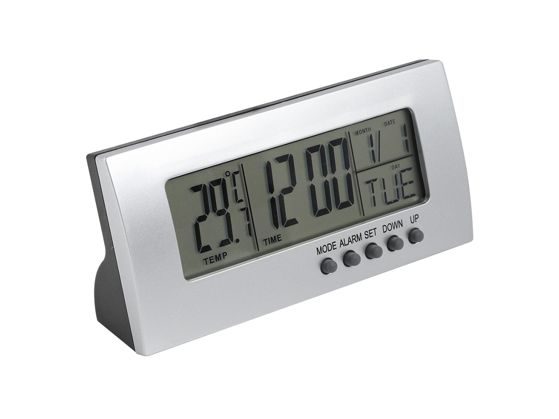 Relógio Digital Indoor Multifuncional Com Alarme, Calendário E Termômetro