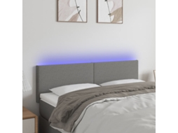 Vidaxl Cabeceira De Cama C/luzes Led Tecido 144x5x78/88cm Cinza-escuro