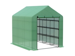 Estufa de Tomate com 8 Prateleiras, porta e Estrutura de Aço, verde, caminhável BTFORUS
