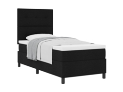 Cama De Solteiro | Camas Para Quarto | Cama Box Com Colchão Com Cabeceira Preto 90 X 200 Cm Tecido