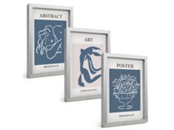 Composição De Quadrospadrões Abstratos Elegantes Ao Estilo Matisse Moldura Prateada Imagens Para Um Quarto Infantil Espelharte (3 Peças 20x30 Cm)