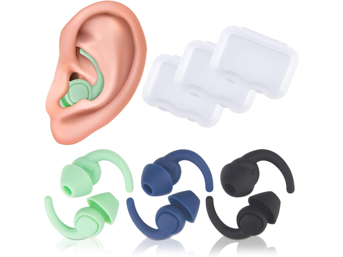 3 Pares De Protetores Auriculares Para Natação, Protetores Auriculares Reutilizáveis De Silicone Macio Com Redução De Ruído Para Dormir