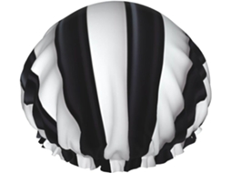 Touca De Banho Feminina Listrada Em Preto E Branco, Impermeável, Reutilizável, Com Cordão Elástico Lavável, Adequada