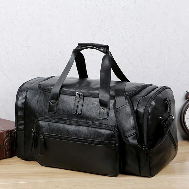 (141-preto) Mala De Viagem Masculina De Grande Capacidade, Em Couro Pu, Organizador De Bagagem Para Viagens De Negócios
