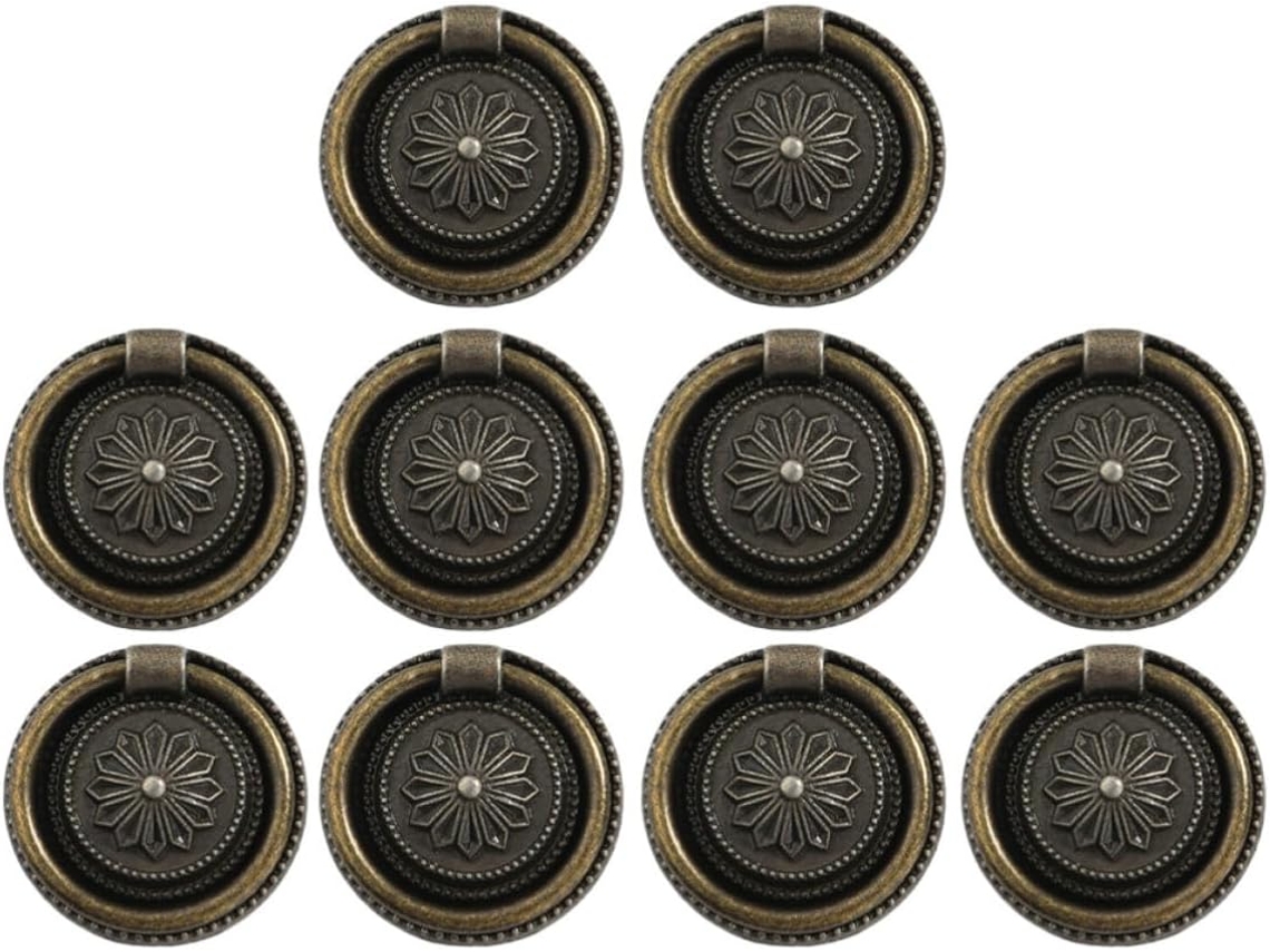 Fuoyloo Conjunto De 10-puxadores Em Liga Zinco, Acabamento Dourado Antigo, Para Gavetas E Porta Joias, Fácil Instalação