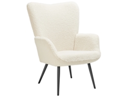Tectake Poltrona Hygge, Estofada, Ergonômica E Com Capacidade De Carga De 150 Kg, Bouclé Creme/preto