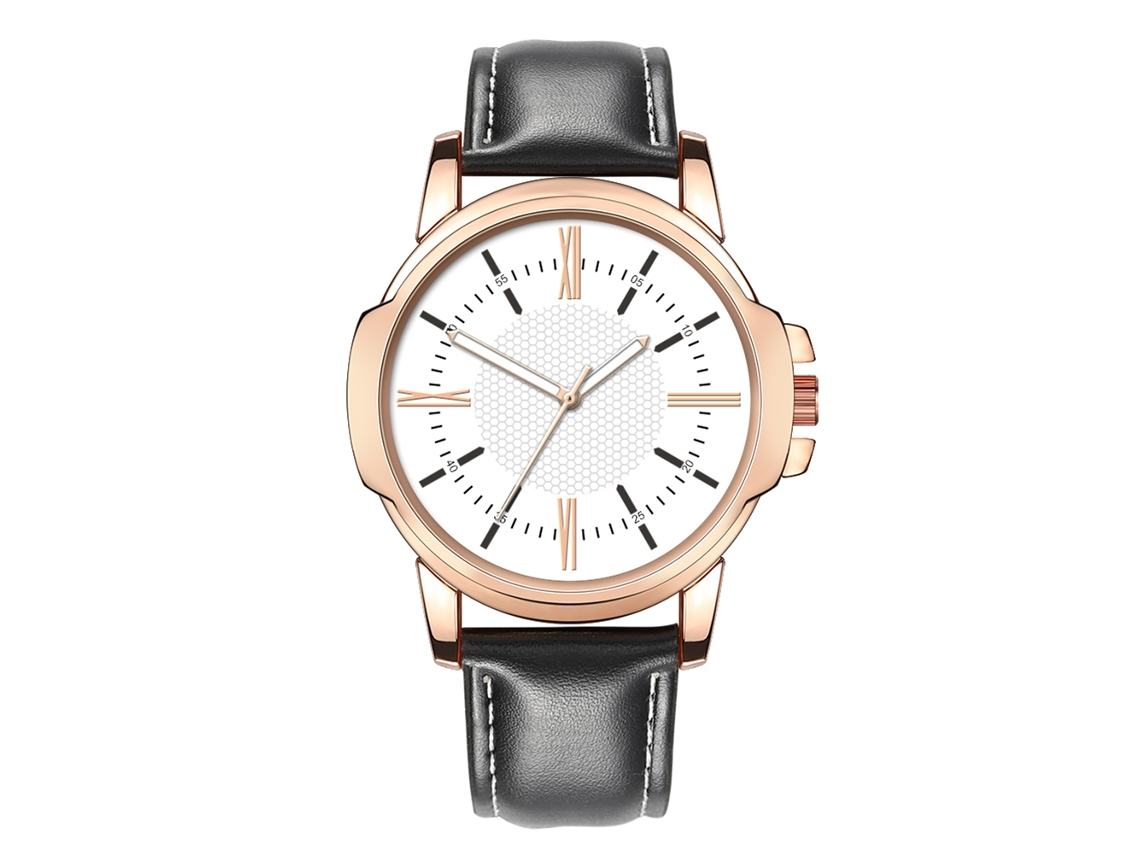 Reloj De Pulsera Analógica De Cuarzo Con Dial Redondo De Aleación Para Hombre (negro Con Dial Blanco)