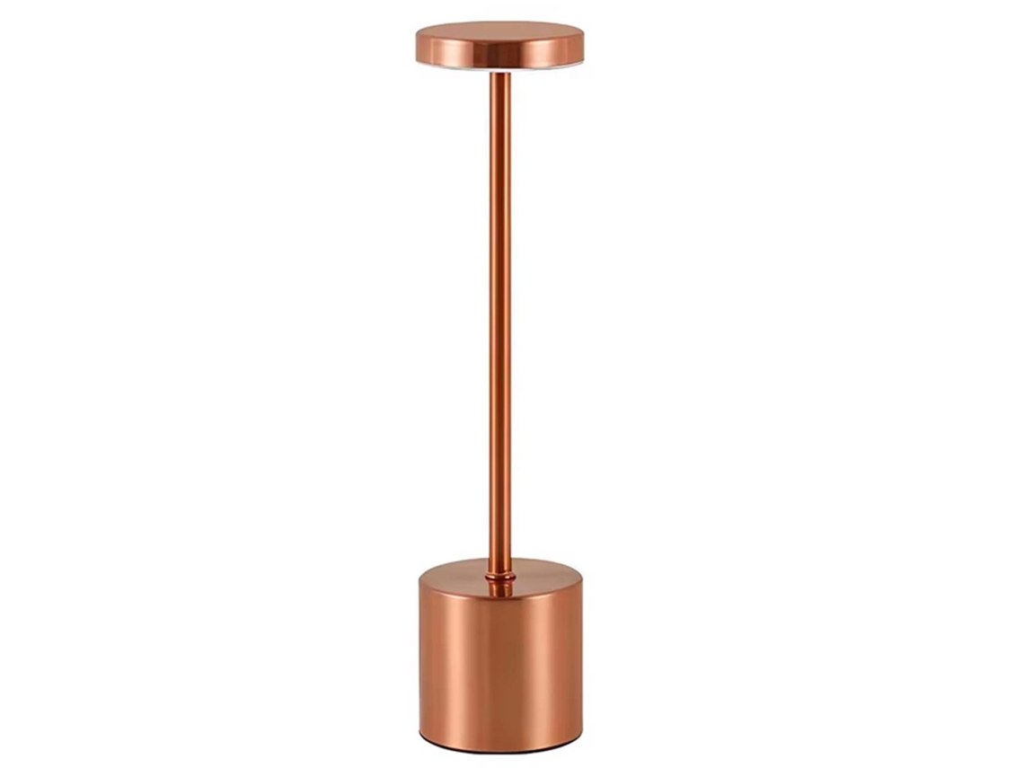 Luminária De Mesa Led, Em Metal, Acabamento Cobre, Recarregável, Para Cabeceira, Escritório, Sala Ou Ambiente Decorativo