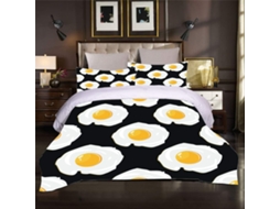 Capa de Edredom com Estampa 3d Ovos Branco em Microfibra Fronha 240x260cm, 240 X 260 Cm