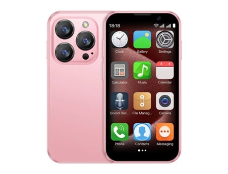 Mini Smartphone Klack XS18 Pro, 3 polegadas, rede 3G, 2 16GB ROM, Dual SIM, Google Play Store - Rosa
