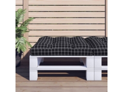 Vidaxl Almofadão Para Sofá De Paletes 80x80x12 Cm Tecido Xadrez Preto
