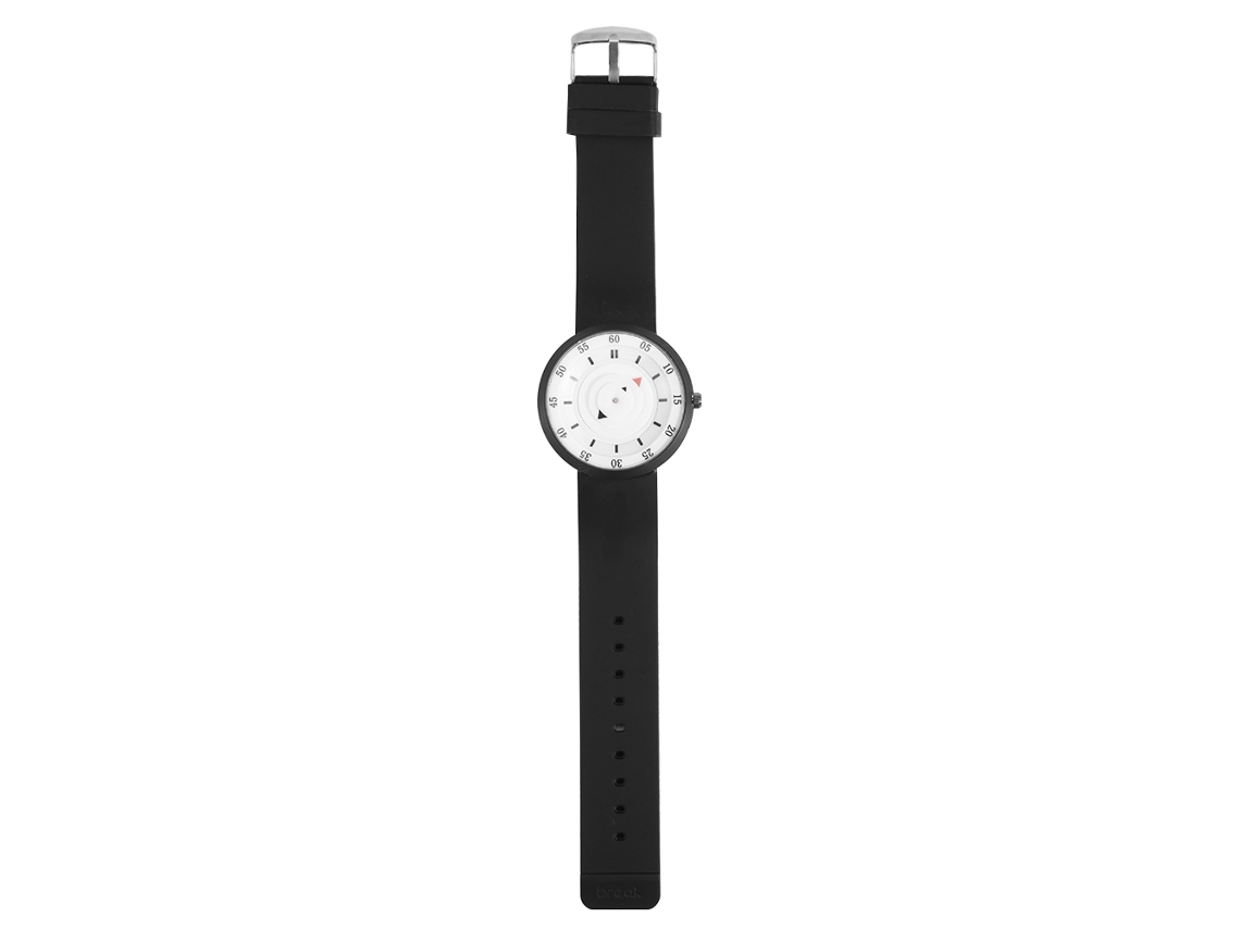 Reloj De Pulsera De Cuarzo Moda Con Correa De Silicona Redonda Negro Blanco