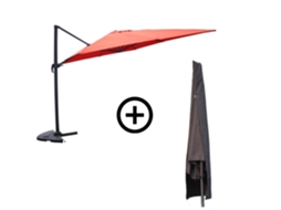 Cesare Feixe De Guarda Sol Retangular 3x4m Cantilever Rotativo Terracota Alumínio Tampa Concept U