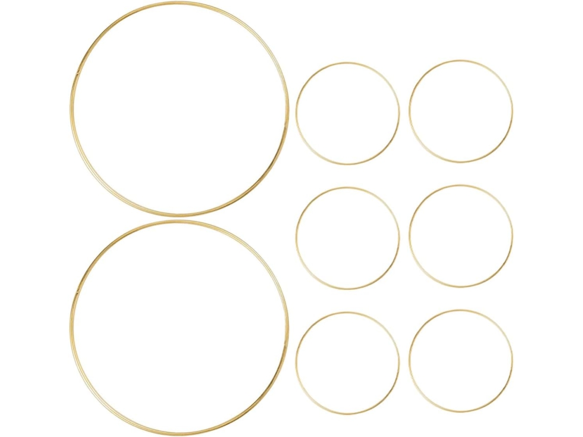Conjunto De 8 Anéis Coroa Em Metal Dourado De 25 Cm (9,82 Polegadas)