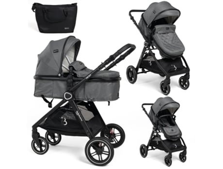 Carrinho Bebé 2 em 1 Convertível 0-22Kg Nicea Gray BEBELISSIMO