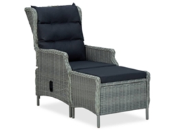 Maison Exclusive - 9 Pcs Conj. Jantar Exterior + Almofadões Vime Pe Cinzento-claro