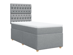 Cama com Molas e Colchão Tecido Cinzento Claro MAISON EXCLUSIVE (100x200 cm)