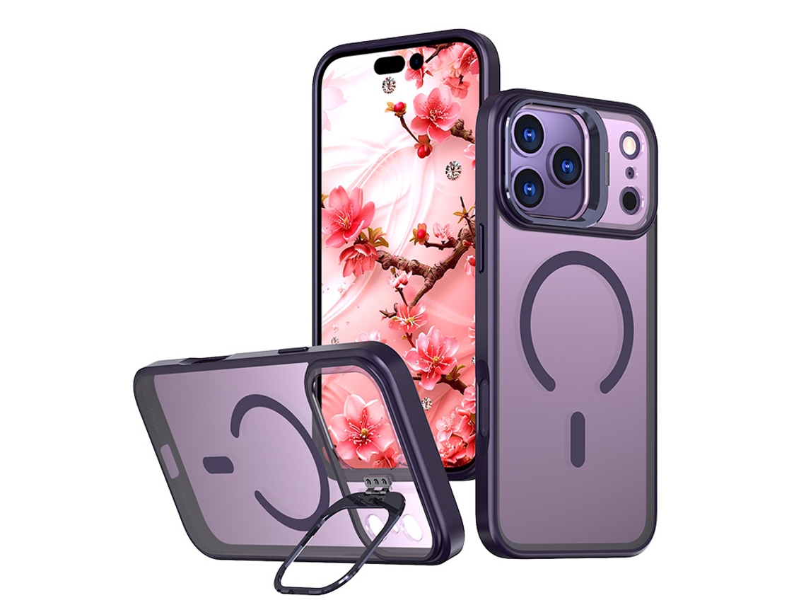 Capa Magsafe Com Carregamento Sem Fio, Suporte E Proteção Contra Quedas Para Iphone 17 Series, Capa Protetora Transparente Magnética (roxa)