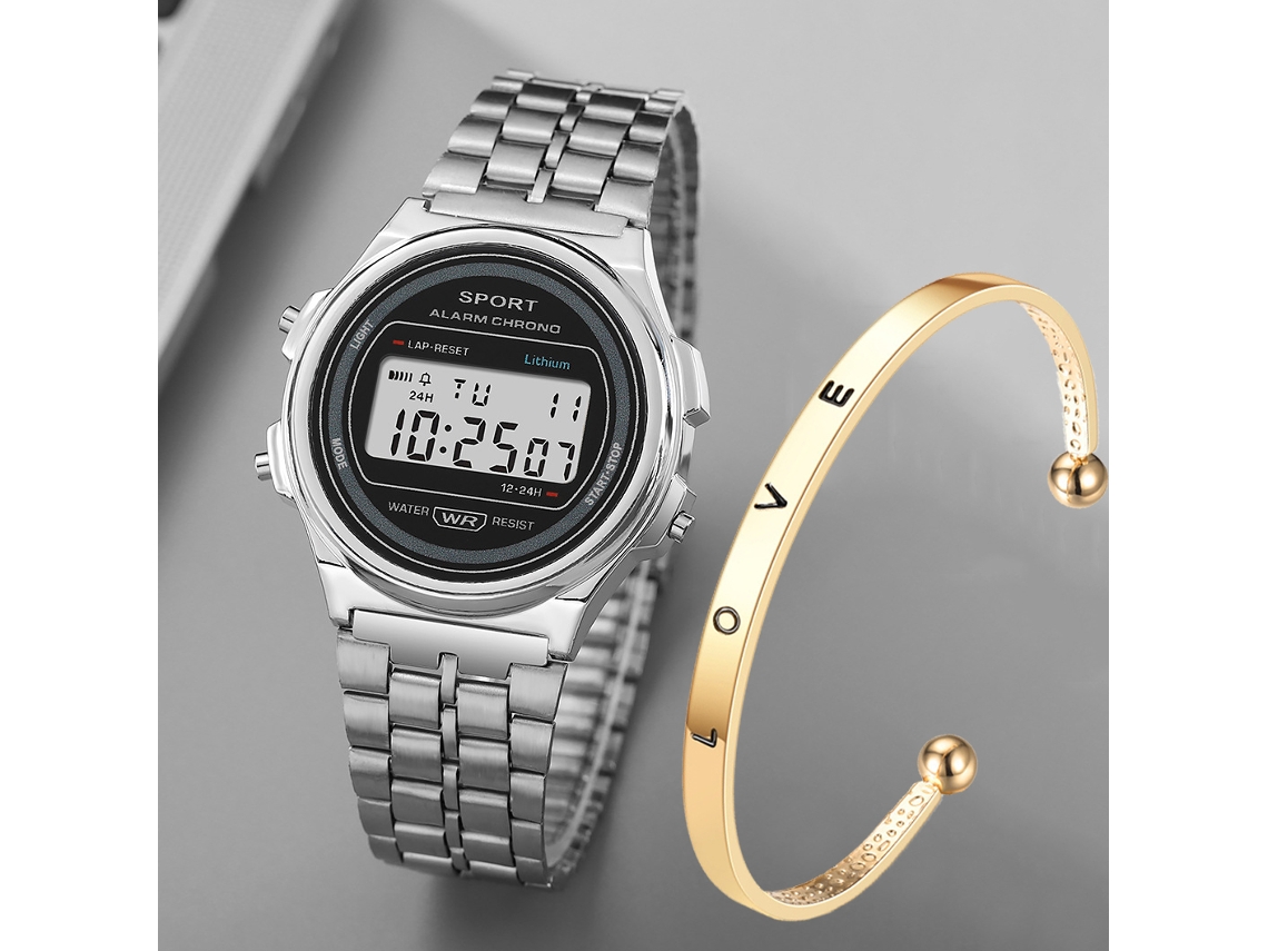 Relógio Digital Led Feminino Estilo Retrô (branco), Multifuncional
