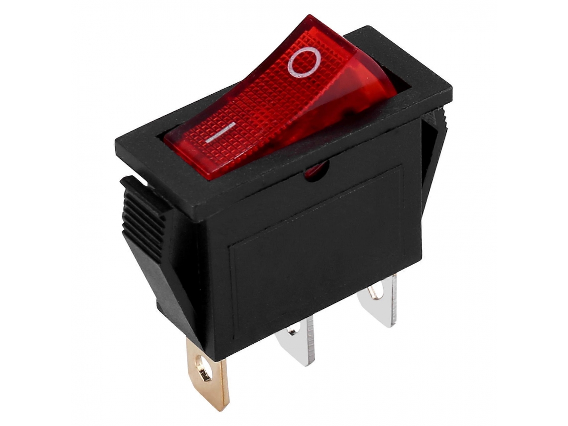 Interruptor Basculante Bipolar Liga/desliga 28x10mm 250v 15a 3 Terminais Vermelho