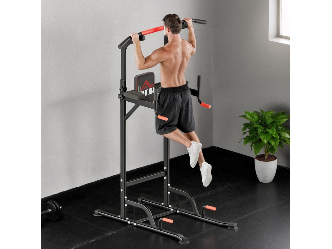 Power Tower Height-adjustable Dip Station With Pull-up Bar Suction Cups, Padded Training Device For Home