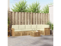 Vidaxl Conjunto De Sofás Para Exterior 7 Pcs Branco E Creme