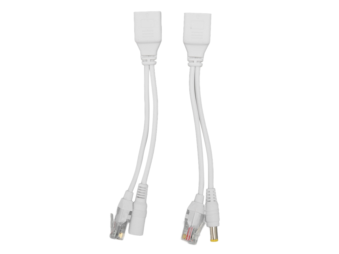 Adaptador Splitter Poe 12v Estável Fácil Instalação Plug And Play Impermeável Para Câmera Ip Branco