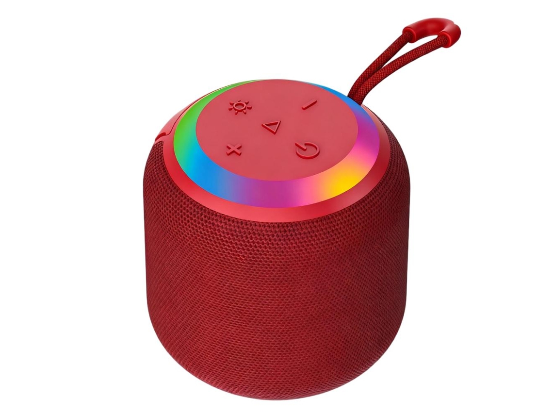 Caixa De Som Bluetooth Para Uso Externo, Com Capa De Tecido De Alta Qualidade, Luz Led, 5w, Bateria Com Duração De 3 A 4 Horas Vermelho. PAPRIKA
