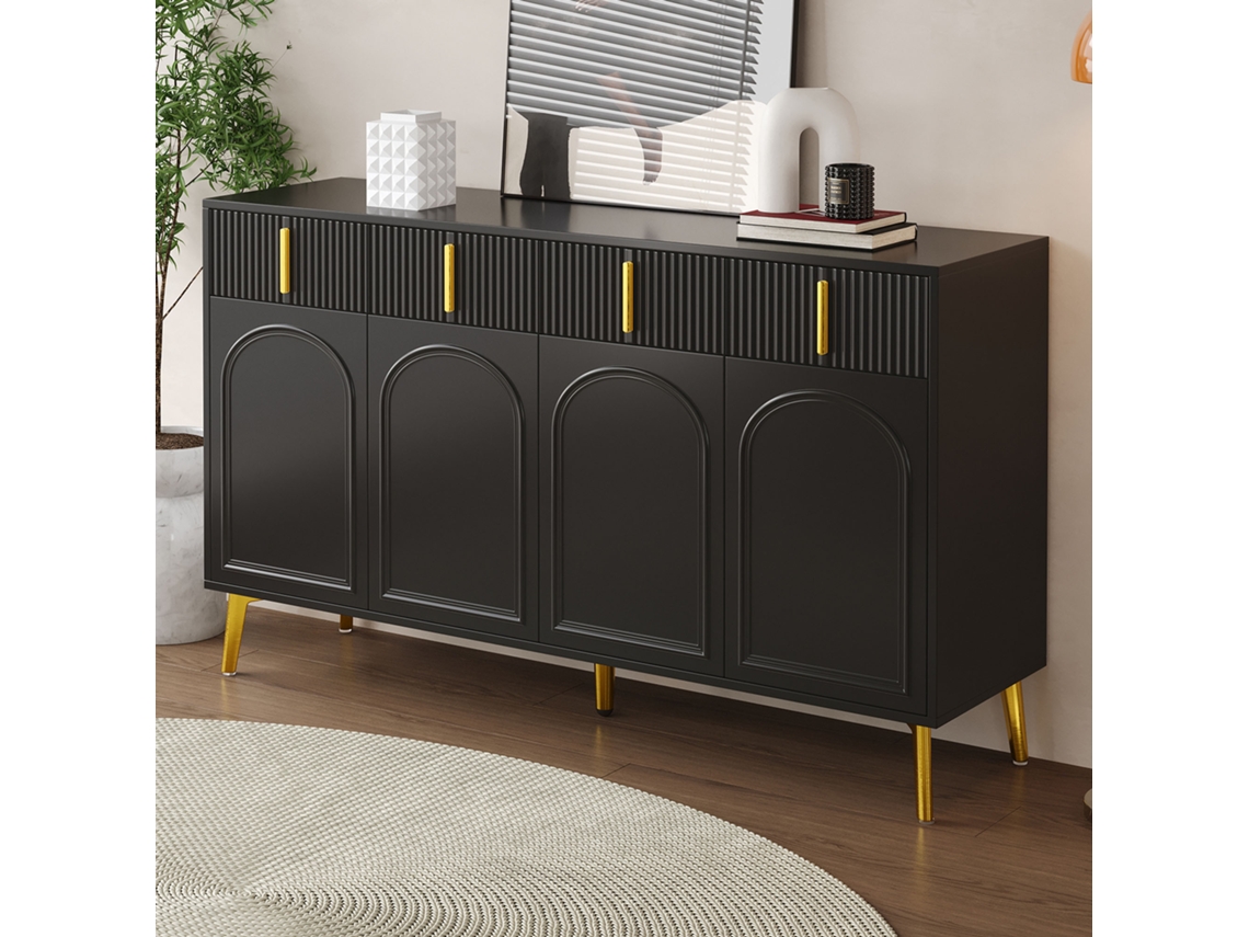 Aparador De 4 Portas Com Laminado Removível, Ideal Para Sala De Estar Ou De Jantar, Dimensões 14037,882 Cm. Mega Echo Trade Shop
