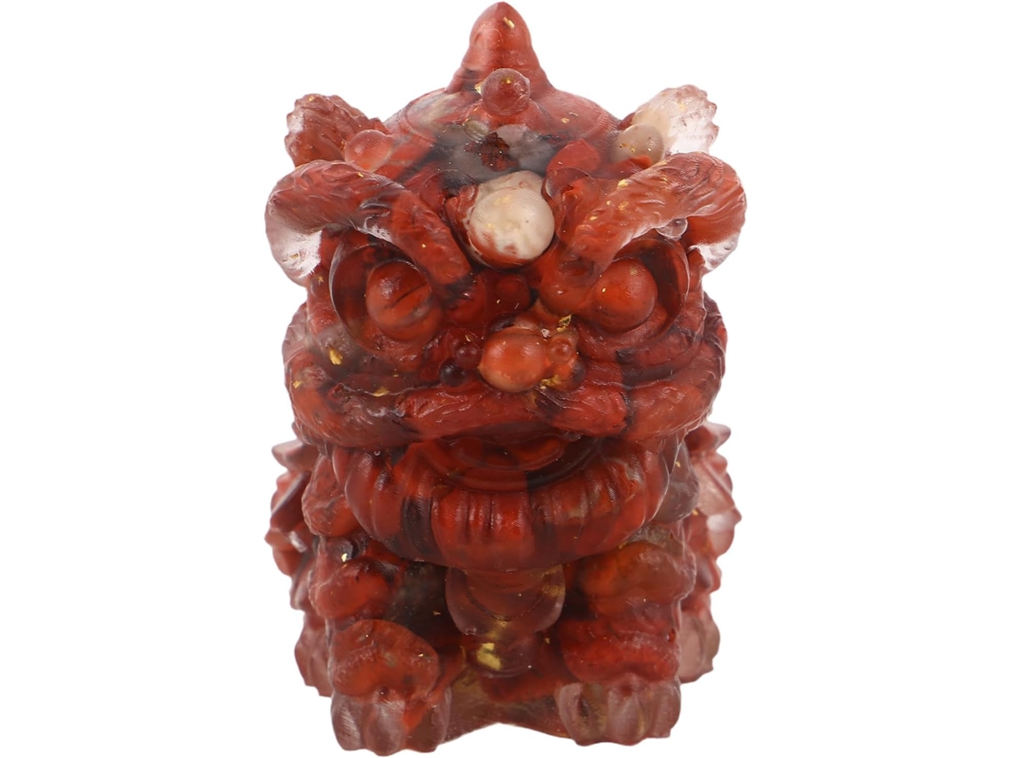 Estatueta Elegante Detalhes Refinados Vermelho Resina Estátua Tradicional Chinesa Decoração Festiva Ocasiões GOKOCO
