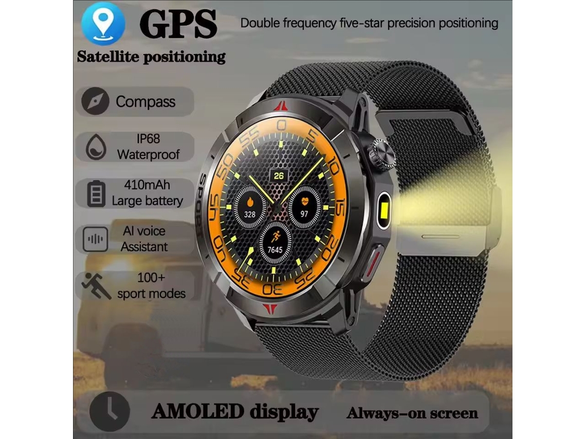 (milan Steel) Smartwatch Com Gps, Posicionamento Por Satélite Beidou, Monitoramento De Frequência Cardíaca E Design À Prova D'água.