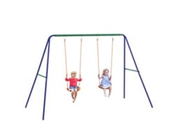 Conjunto de Baloiço para Crianças com 2 Assentos, Resistente a Raios UV, Suporte de Metal 269x160x180 cm Multicor ZENCORE SERVICES