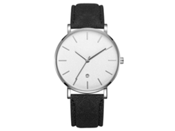 Reloj De Pulsera Analógico De Cuarzo Con Dial Redondo Cinta Negra Caja Plata
