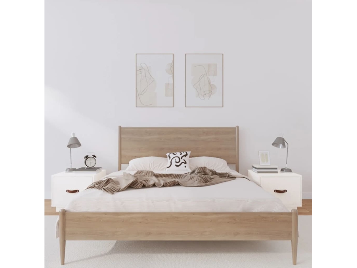 Vidaxl Mesas De Cabeceira 2 Pcs 40x34x35 Cm Pinho Maciço Branco