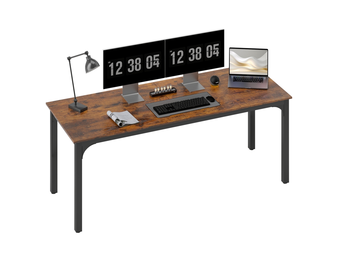 Secretária E Mesa De Computador De Estilo Rústico Ampla, Fabricada Em Painel De Partículas, Tom Castanho