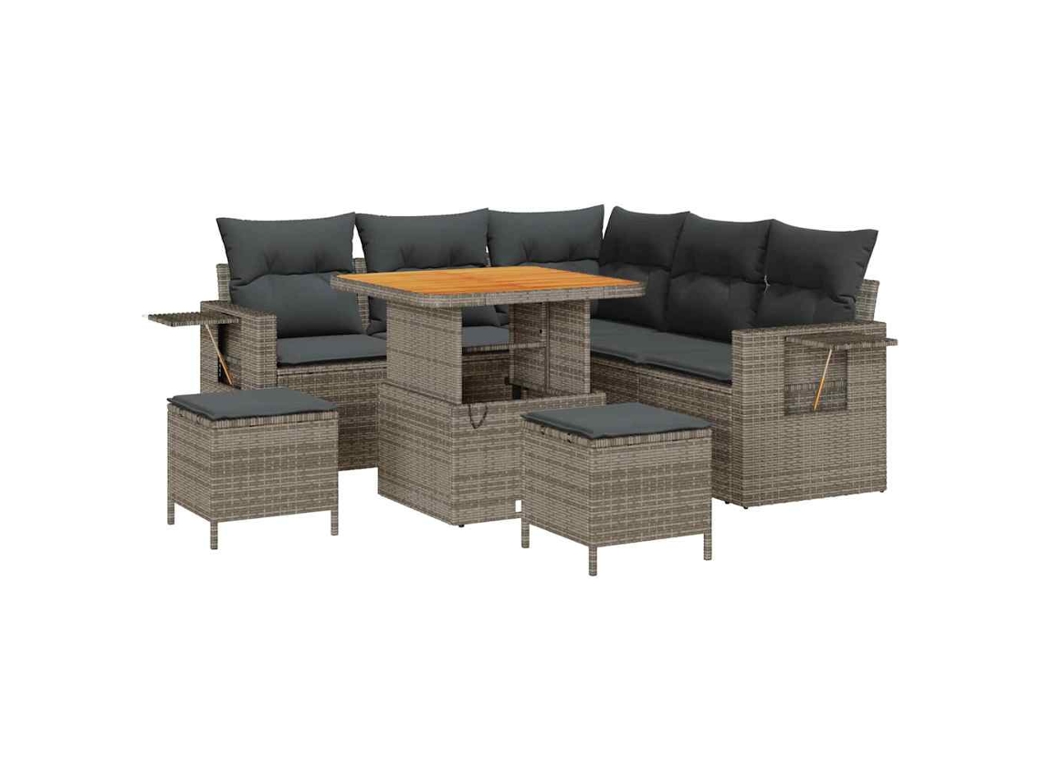 Maison Exclusive - Conjunto De Sofá De Jardim Com Almofada 9 Pcs Cinzeto Vime Pe