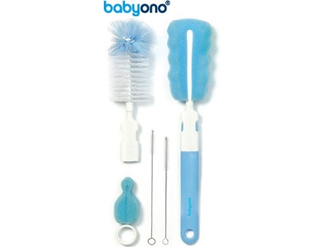 Baby Ono Conjunto de Escova para Biberões e Tetinas com Pega Removível e Mini Esponja Azul
