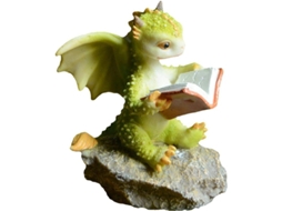 Estatua De Dragón Bebé De Resina, Figura Mítica Mini Coleccionable Lindamente Divertida Leyendo Un Libro