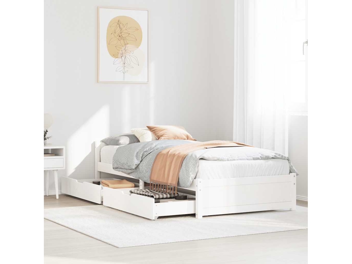 Vidaxl Cama Sem Colchão 90x190 Cm Madeira De Pinho Maciça Branco