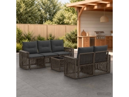 Vidaxl Conjunto De Sofá De Jardim 6 Unid. Cinzento Vime Pe