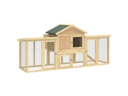 Galinheiro Grande de Madeira para Exterior, 204x85x93 Cm, com Ninho, Área Externa, Bandeja Removível e Poleiro Natural. VELTUS TRADE