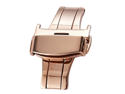 Correa De Reloj Acero Inoxidable Clasp Doble Botón Acero Rosa 16mm