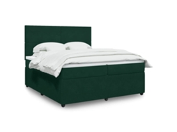 Vidaxl Cama Com Molas/colchão 200x200 Cm Veludo Verde-escuro