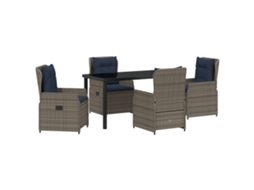 Conjunto 5 De Jantar De Jardim Vidaxl Cinza Vime Poliestrada